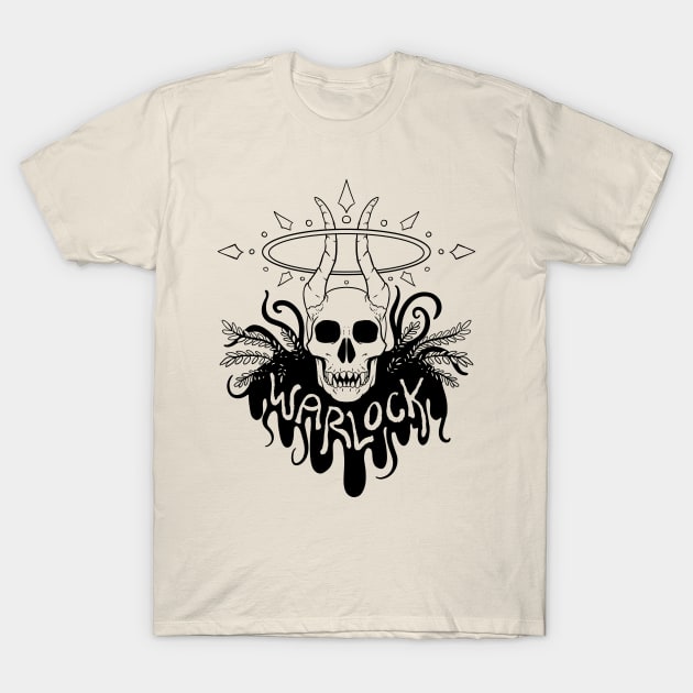 Warlock Class - Black Design T-Shirt by CliffeArts